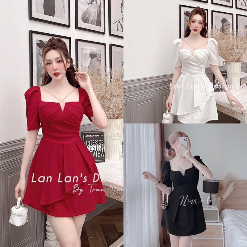 Váy Thiết Kế Dây Xích Chéo Ngực 3 Màu Sexy Có Ảnh Thật Kèm Video