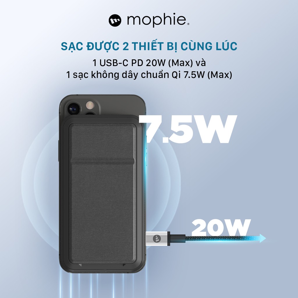 Sạc dự phòng không dây Mophie snap+ powerstation stand 10,000mAh