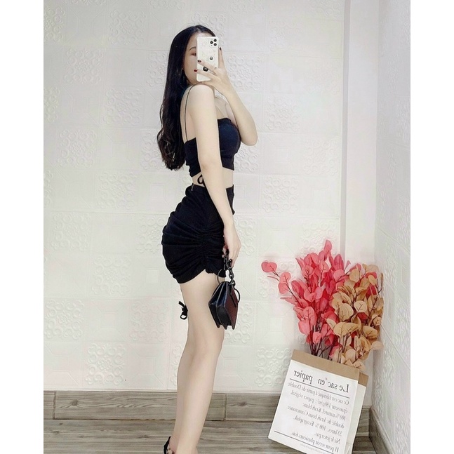 💥Chân váy rút dây 2 bên chất thun borip có quần trong siêu tôn dáng💥 | BigBuy360 - bigbuy360.vn