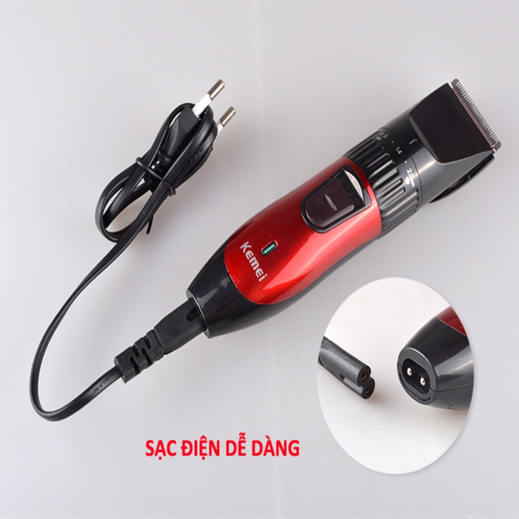 🔴Đang Sale - Tông Đơ Cắt Tóc Gia Đình Kemei KM730 Siêu Tiện - Tặng Kèm Lấy Tai Có Đèn