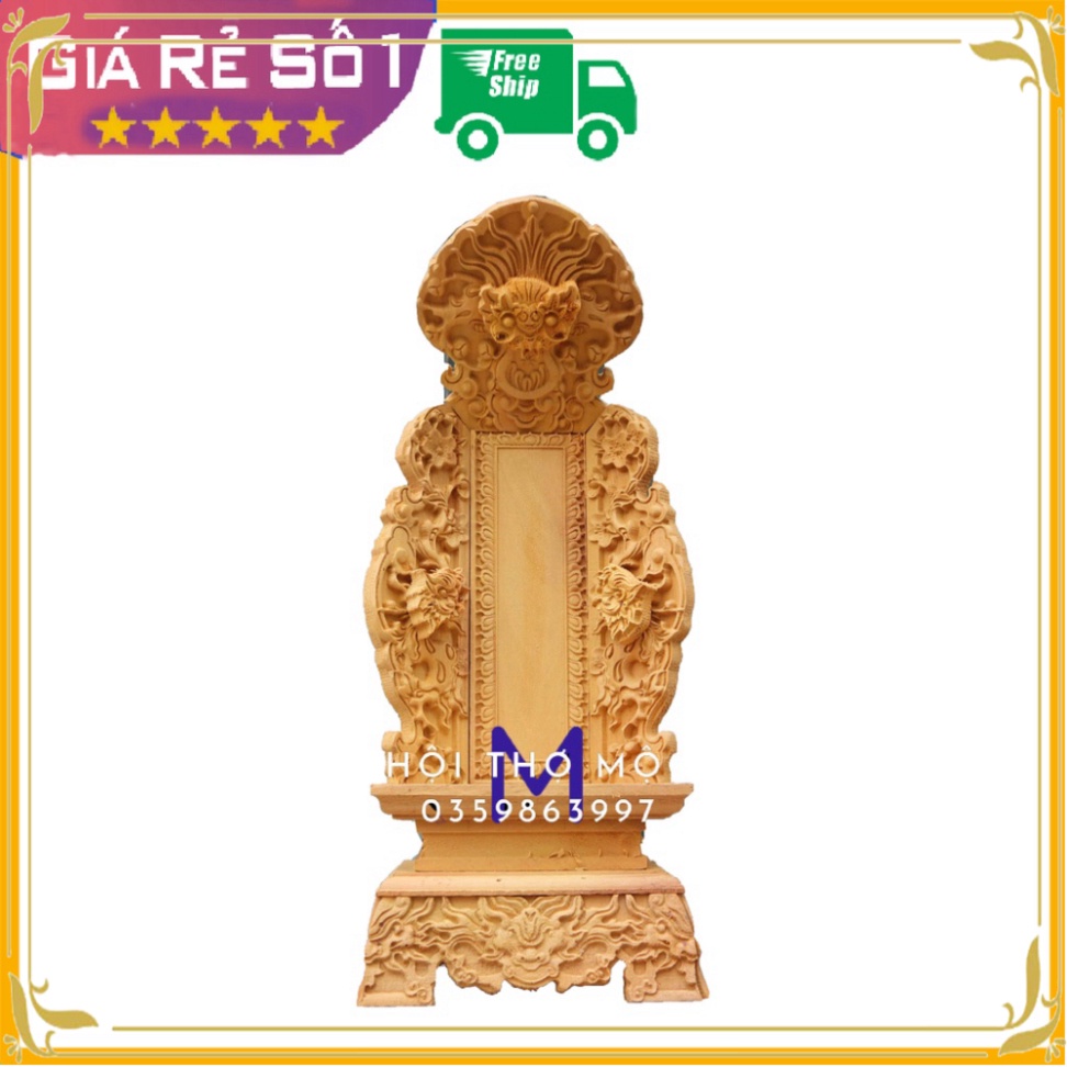 (Giá Rẻ)Long vị thờ gia tiên trạm rồng gỗ mít