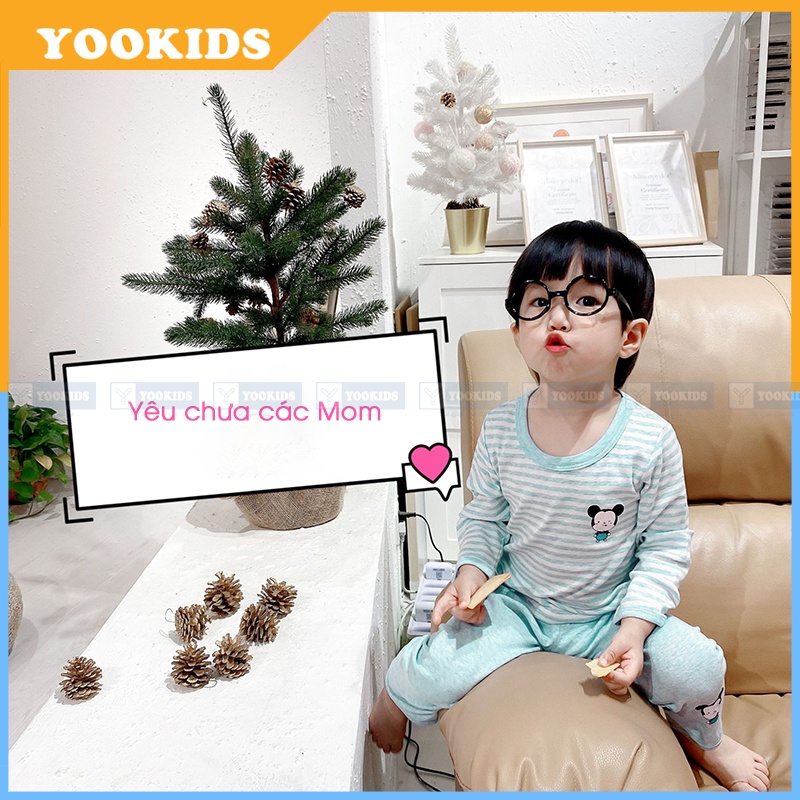 Bộ thu đông cho bé YOOKIDS hoạt tiết kẻ sọc chất cotton co giãn 4 chiều, Đồ bộ cho bé trai bé gái 1 2 3 4 5 tuổi