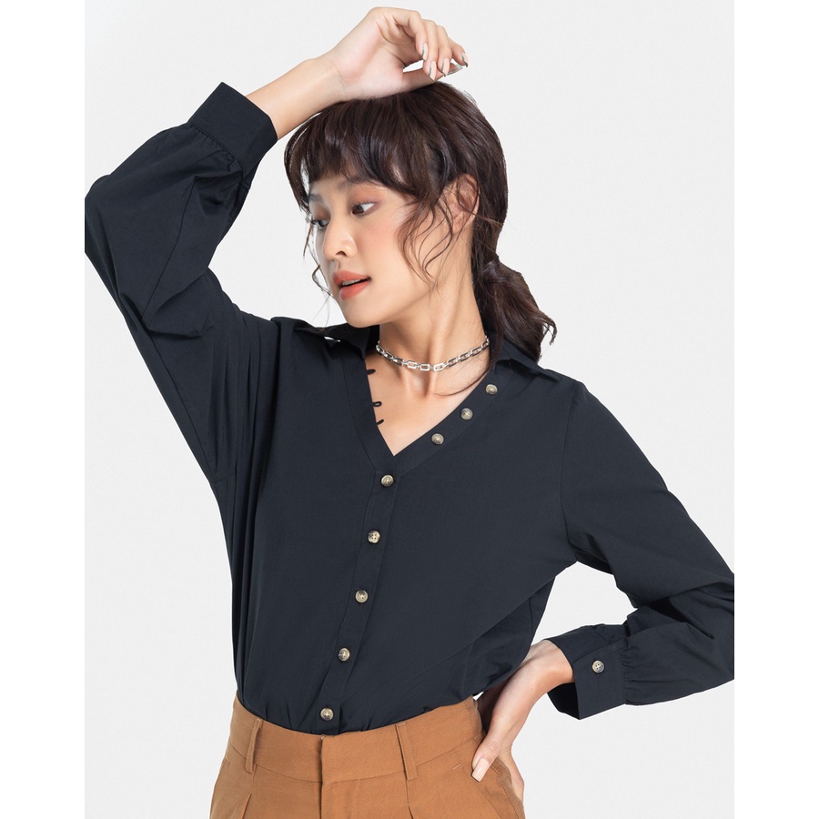Áo Sơ Mi Nữ Thời Trang JUNO Dáng Vừa Tay Dài JNASM011