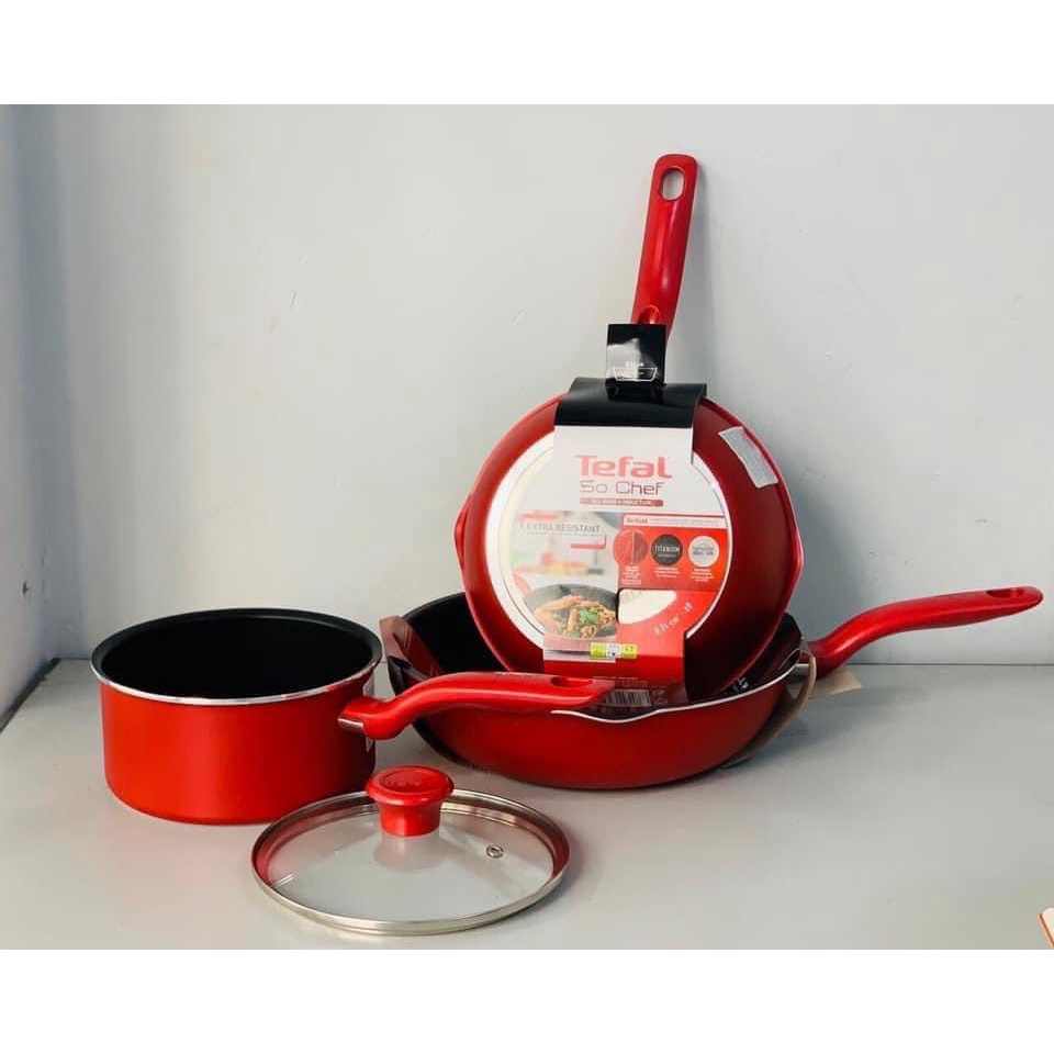 Chảo chống dính sâu lòng Tefal So Chef, Quánh Tefal cao cấp size 24cm 28cm đáy từ