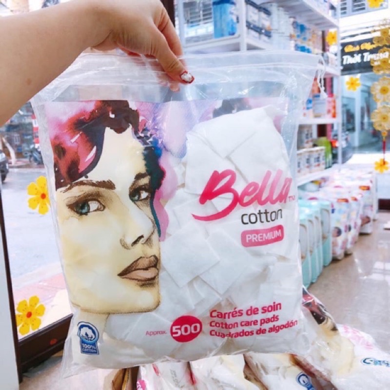 Bông tẩy trang Bella Cotton Premium 500 miếng