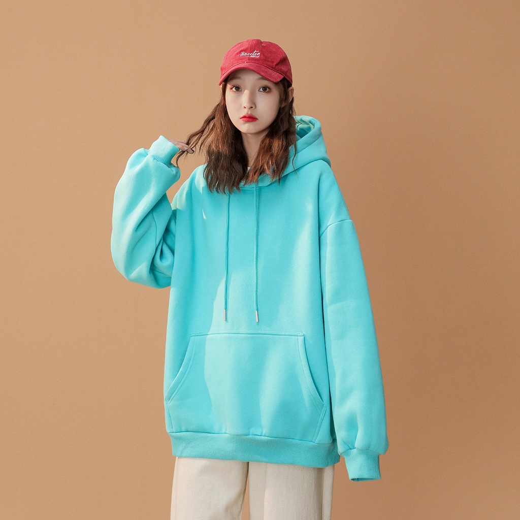 Áo hoodie IFNICEFUTURE tay dài dáng rộng màu trơn đa năng thời trang mùa thu S-3XL