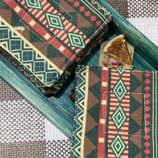 Lót ly vải canvas hoạ tiết boho