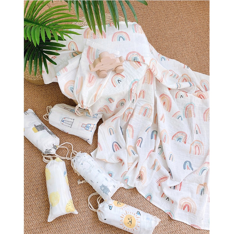 Chăn xô muslin 2 lớp đa năng cho bé RUNA KIDS - Chất liệu Muslin cao cấp, mềm mại, thấm nước nhanh, an toàn cho da bé