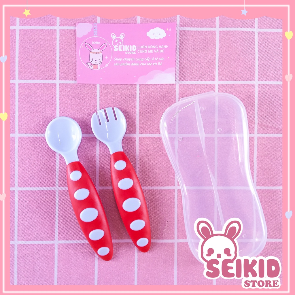 Sét 2 Thìa Cánh Cam Ăn Dặm Cho Bé Chịu Nhiệt XInh Xăn Cho Bé Yêu Seikid ( Có Hộp ) D11
