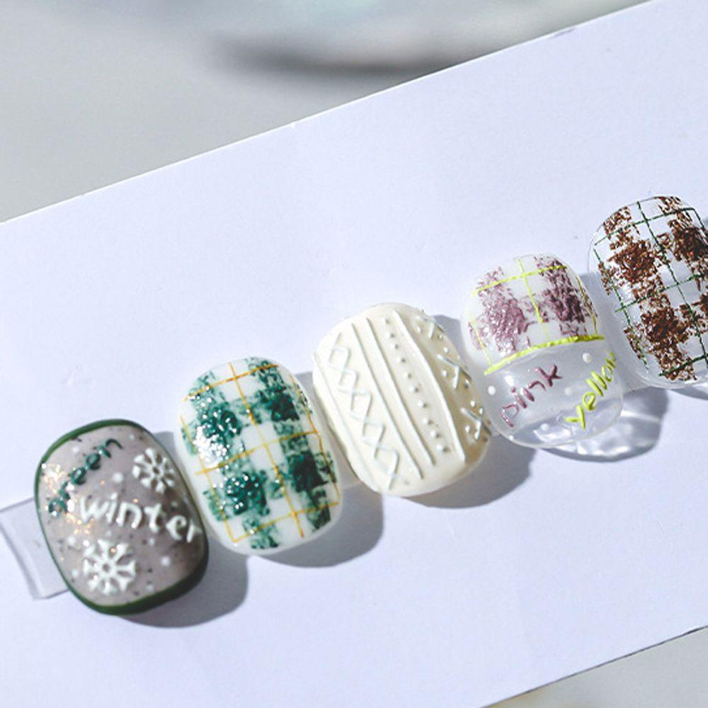 Miếng Dán Móng Tay Họa Tiết Caro / Chữ Tiếng Anh / Tuyết Thời Trang DIY