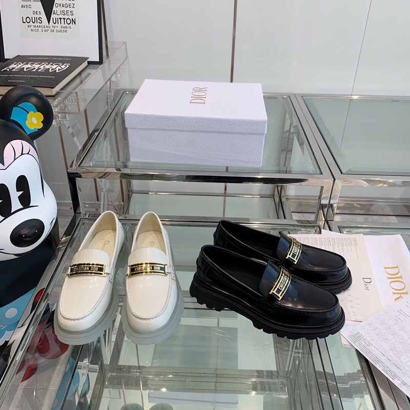 Giày lười da đế dày cho nữ thương hiệu Dior CD da thật cao cấp