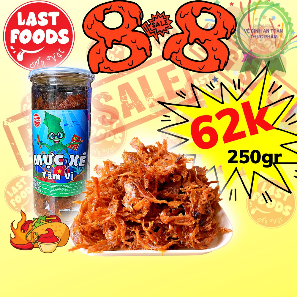 Mực xé tẩm vị 250gram cay vừa, ăn vặt LASTFOODS Hà Nội với đặc sản các miền đa dạng ngon rẻ