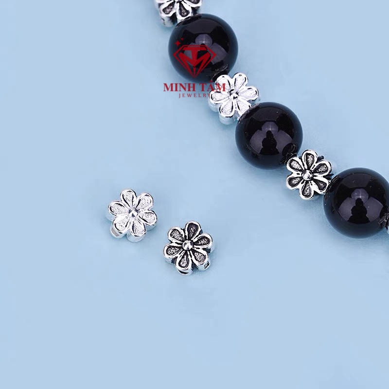 Charm chặn hoa mai 6 cánh 6mm bạc S925