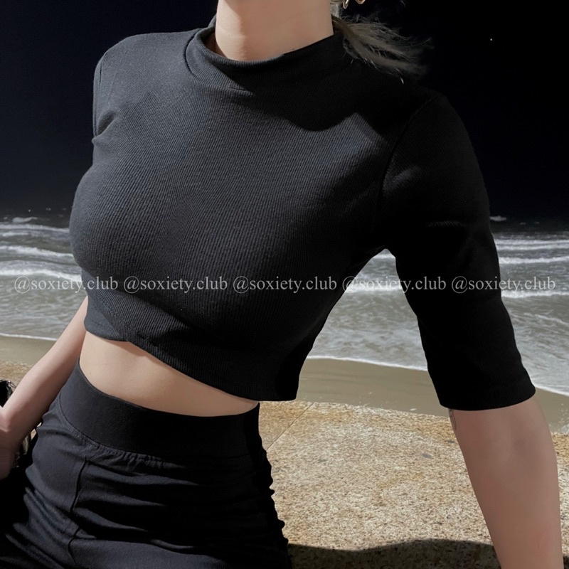 [HÌNH THẬT] Áo cổ lọ tay lỡ croptop dành cho nữ mùa hè trẻ trung quyến rũ A23
