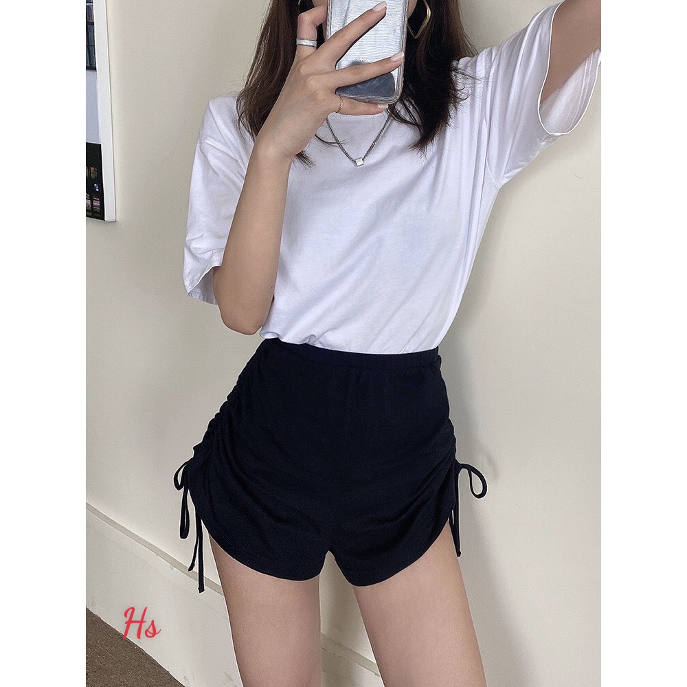 Quần Short Nữ Dây Rút Hông Quần Đùi Nữ Cạp Chun Chất Cotton 2 Màu