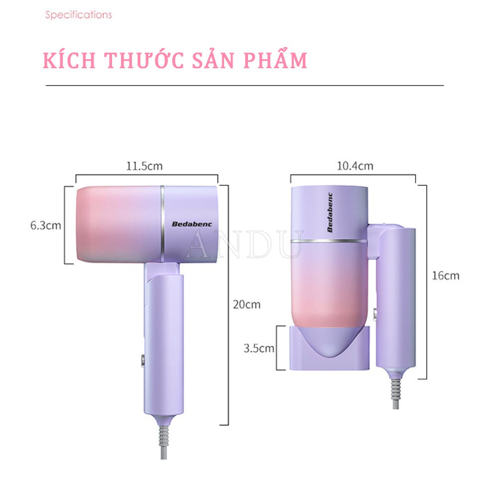 Máy Sấy Tóc 2 Chiều Nóng Lạnh 3 Chế Độ Gió Không Gây Hư Tổn Tóc Công Suất Lớn, Chăm Sóc Và Tạo Kiểu Chuẩn Salon