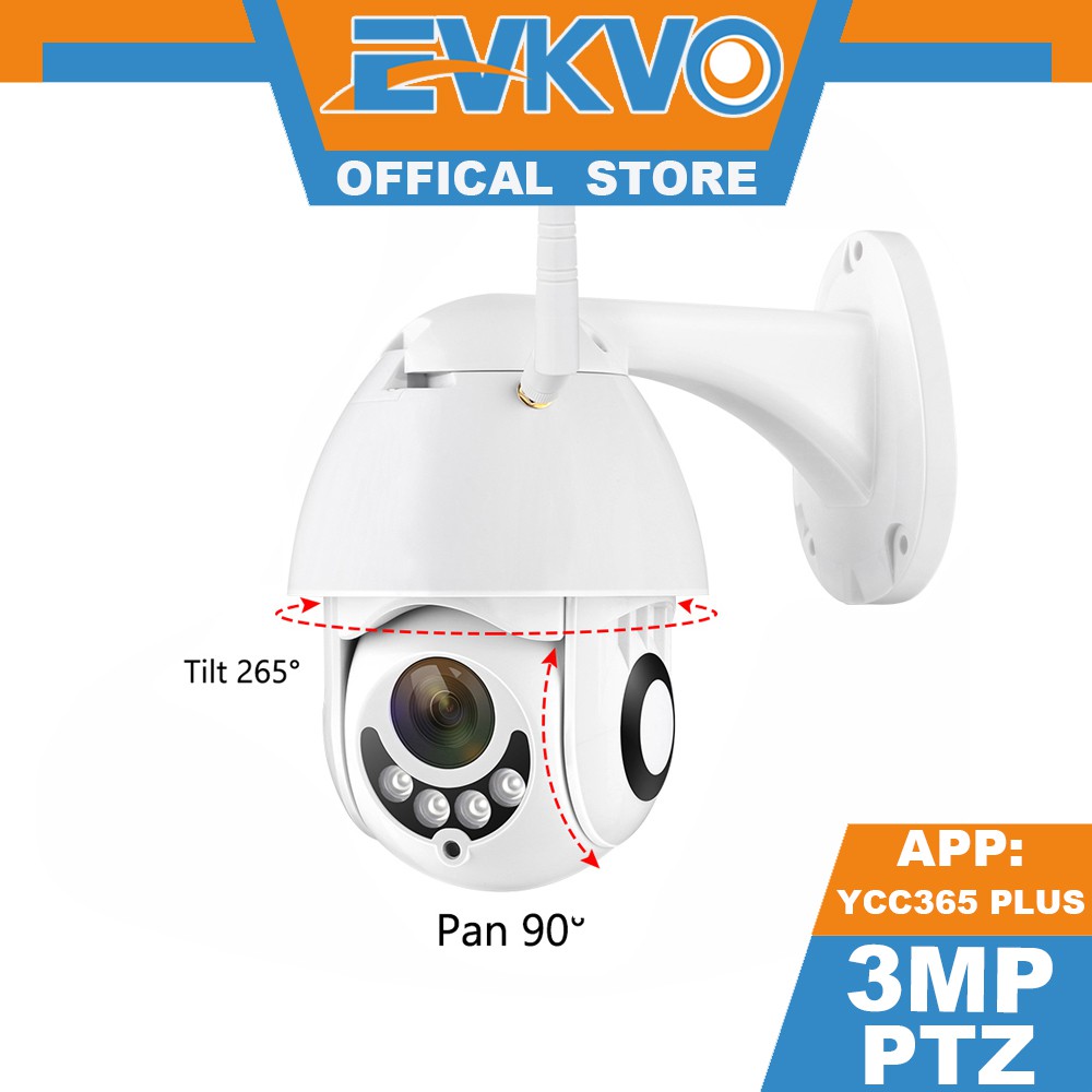 EVKVO - FREE Power Adapter - YCC365 PLUS APP Camera IP Rotate Kết nối wifi Camera giám sát ngoài trời HD 1080P WIFI PTZ IP Camera CCTV Waterproof Tầm nhìn ban đêm hồng ngoại Home Security Surveillance Đàm thoại hai chiều Phát hiện chuyển động