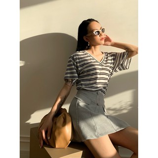 Chân váy chữ a túi đắp màu xám edini - v380