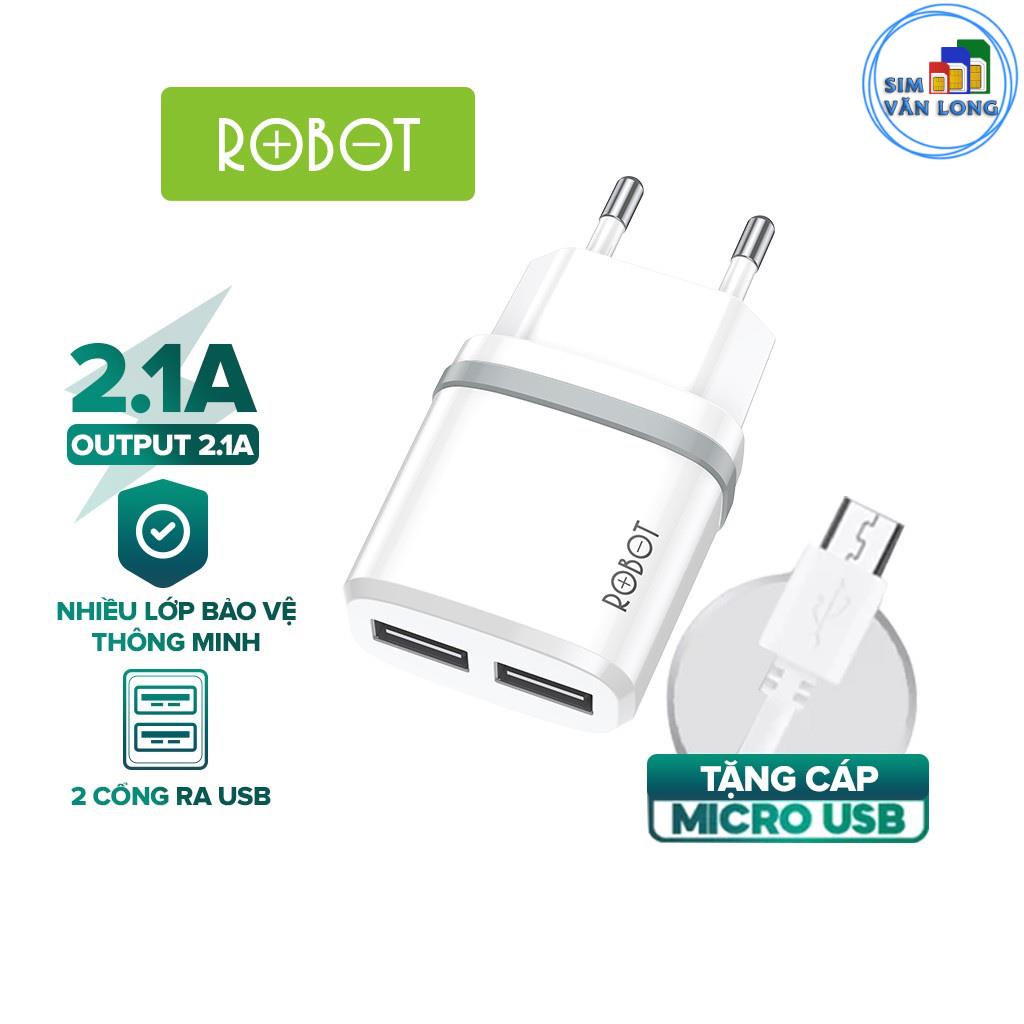 Cốc Sạc 2 Cổng USB ROBOT RT-K9 - 2 Cổng Sạc Ra Sạc Nhiều Thiết Bị iPhone Android - Kèm Cáp Micro 1m _1