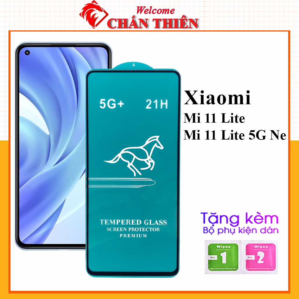 Kính cường lực Mi 11 Lite Mi 11 Lite 5G Ne full màn OG xanh cao cấp tặng kèm khăn lau màn hình