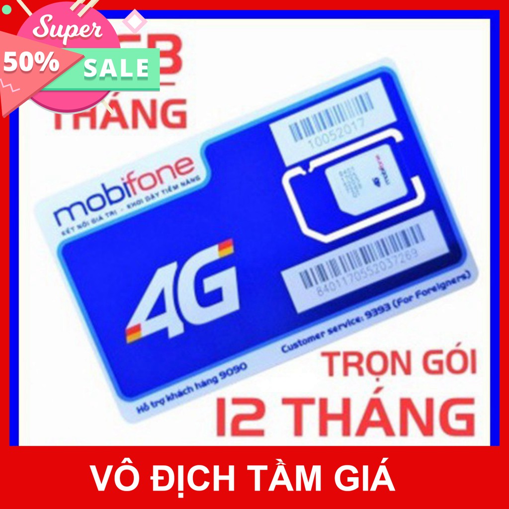 Sim 4G Mobifone trọn gói 1 năm không nạp tiền MDT250A