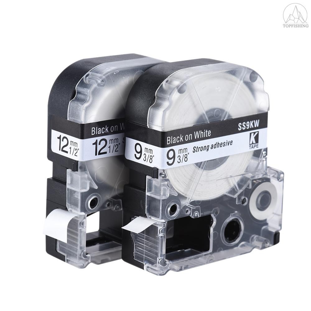 Tfh★Black on White Label Tape 12mm * 8m Compatible for Kingjim Epson Label Printer LW400/LW600/SR230C/SR230CH/SR530C/SR5