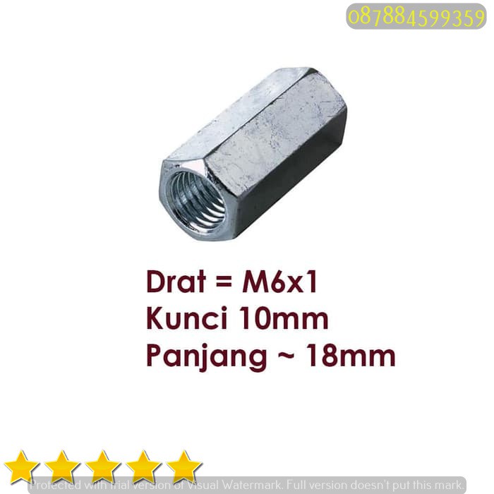 Đai Ốc M6x1 10 Nút Dài Chuyên Dụng