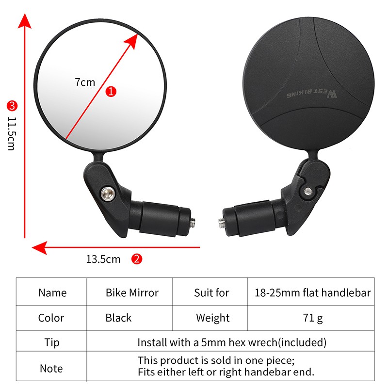 Gương chiếu hậu gắn tay lái xe đạp WEST BIKING xoay 360 độ đảm bảo lái xe an toàn (18