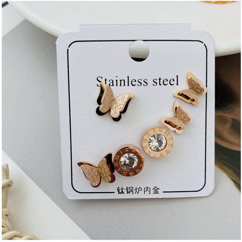 Bộ 3 Đôi Bông Tai Titan Ko Đen TT 3487