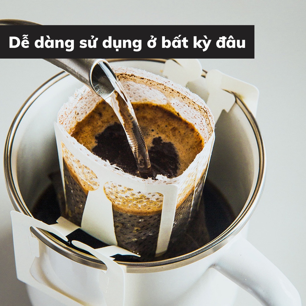 Cà phê phin giấy rang xay Robusta và Arabica nguyên chất chuẩn vị set 3 gói nhỏ gọn tiện lợi mang đi du lịch