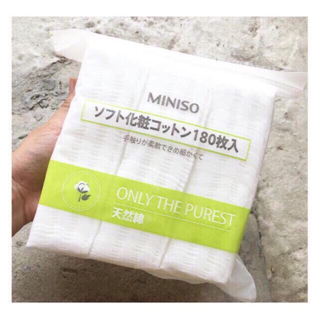 Bông tẩy trang Miniso Nhật Bản gói 180 miếng