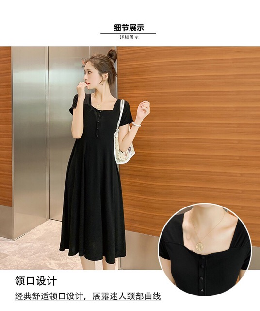 🤰đầm thun co giãn mùa hè cho bà bầu-hàng quảng châu(sẵn hàng giao ngay)