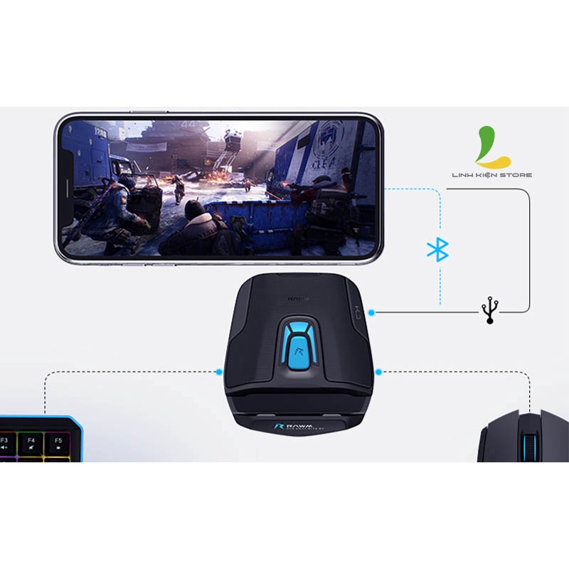 Bộ chuyển đổi chơi game HOSAN rawm shell pro - Kết nối Bluetooth 5.0 - Hỗ trợ sạc điện thoại