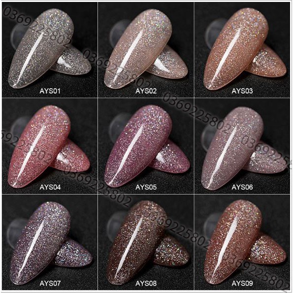 SET Sơn gel AS màu nhũ MỚI AYS 9 chai đỏ nhọn 15ml siêu HOT