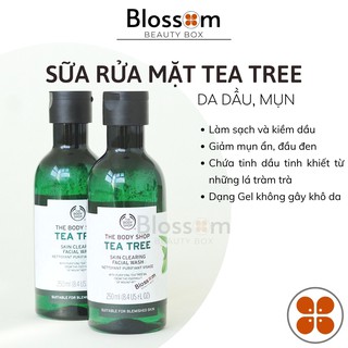 60ml/250ml Gel rửa mặt Tea tree clearing facial wash the body shop