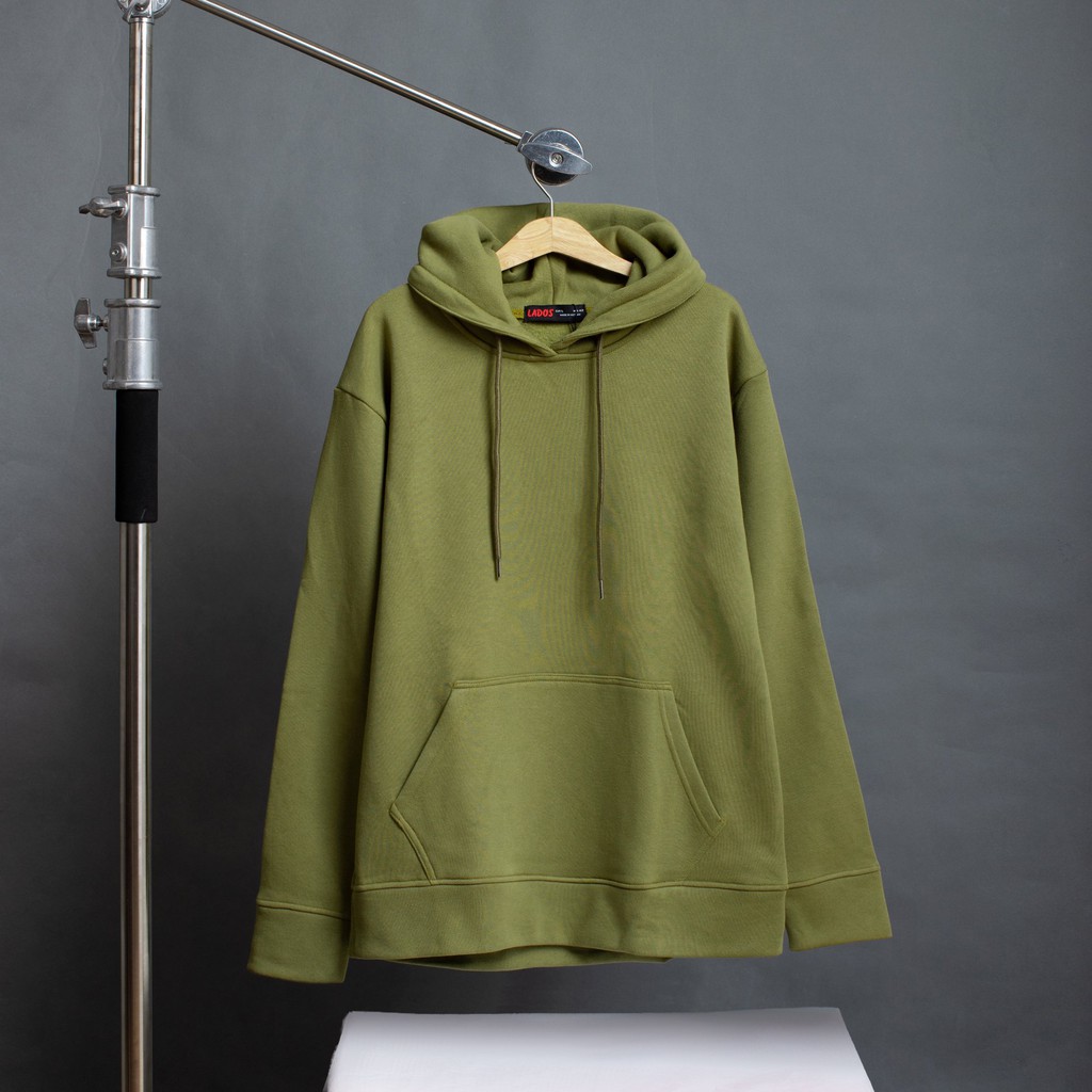 Áo hoodie unisex form rộng trơn dài tay LADOS - 9045 với chất thun nỉ mềm mịn - Áo hoodie thun nỉ có nón và túi trước