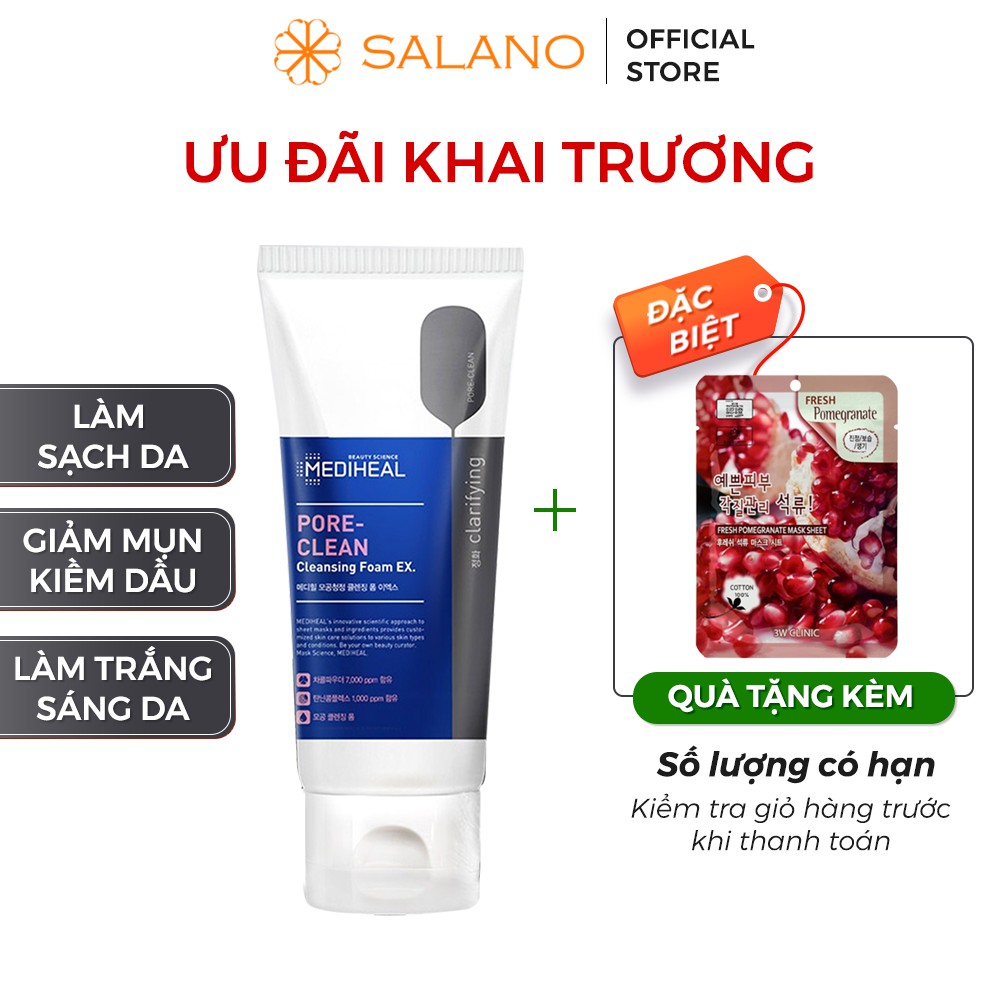 Sữa rửa mặt cho da mụn nhạy cảm than hoạt tính cấp ẩm dịu nhẹ tạo bọt MEDIHEAL SALANO RMSLN25 170ml