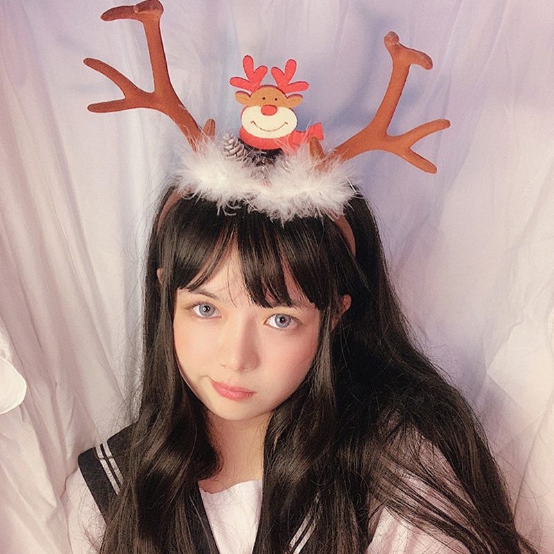 Băng Đô Cài Tóc Hình Sừng Tuần Lộc Bằng Acrylic Dễ Thương Cho Nữ
