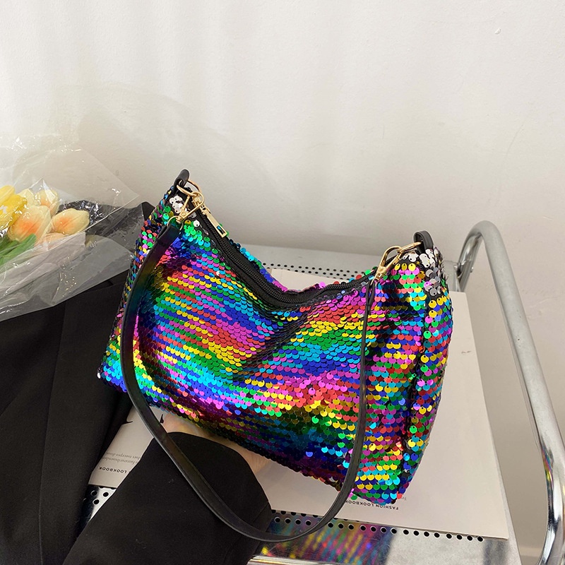 Túi Đeo Vai Đính Kim Sa Lấp Lánh Thiết Kế Đơn Giản Thời Trang