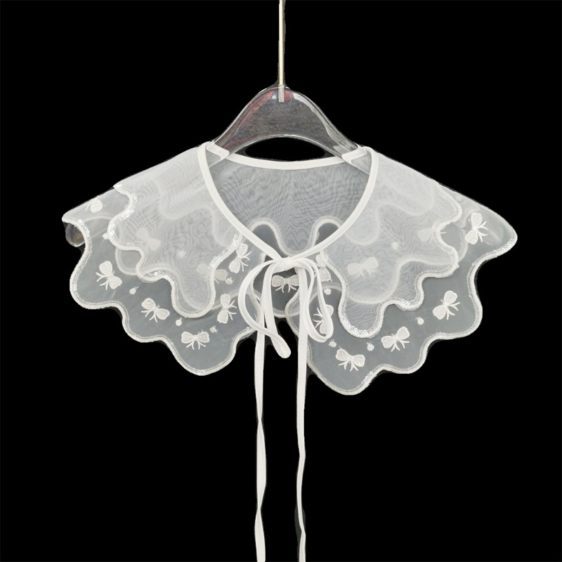 Khăn Choàng Cổ Nhiều Lớp Thêu Họa Tiết Đính Hạt Sequin Lấp Lánh Thời Trang Cho Nữ