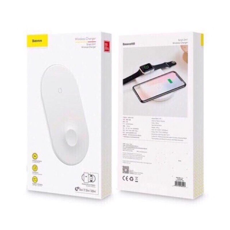 Đế sạc không dây 2in1 SmartPhone và Apple Watch chính hãng Baseus