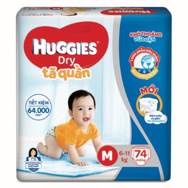 TÃ QUẦN HUGGIES CHO EM BÉ M74/ L68/ XL62 / XXL56-HÀNG CHÍNH HÃNG CÔNG TY