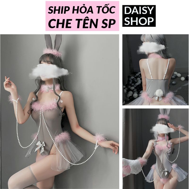 Cosplay thỏ bunny playboy gợi cảm - váy ngủ 2 dây bodysuit hóa trang sexy
