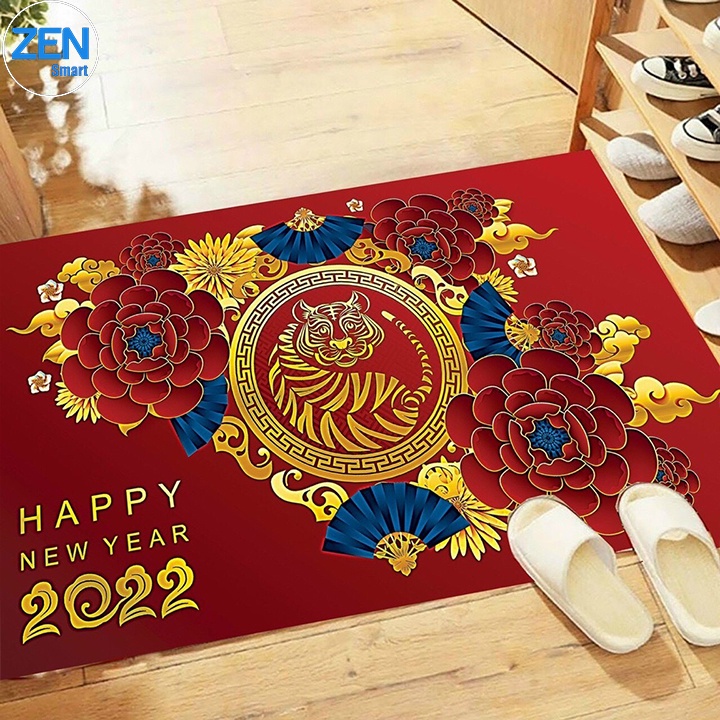 Thảm chân 3D đón Tết Canh Dần 2022 Chống trơn trượt, bám sàn (thấm nước chống trượt KT 40x60cm)