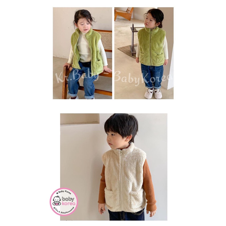 Áo khoác gile lông mềm mịn ấm áp made in Korea cho bé thời trang trẻ em BABYKOREA