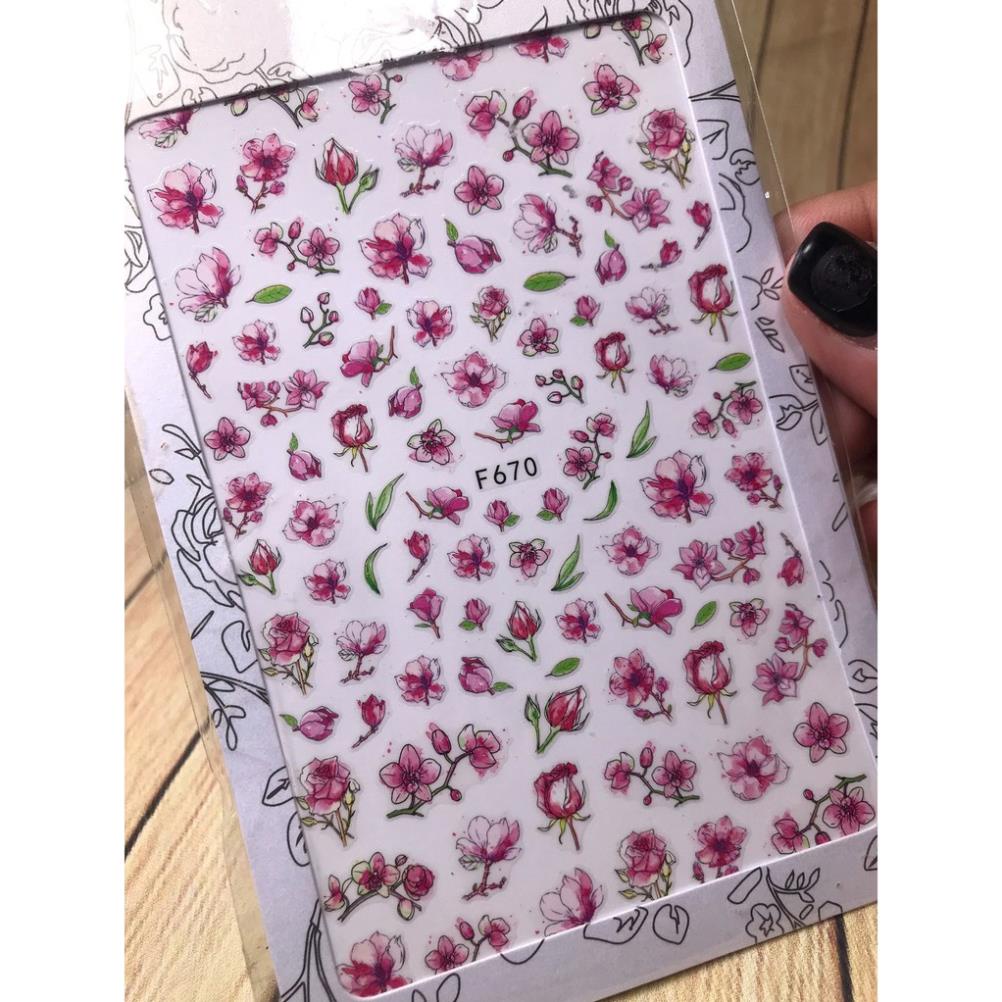 Hình dán móng tay HOA HỒNG TÍM F670