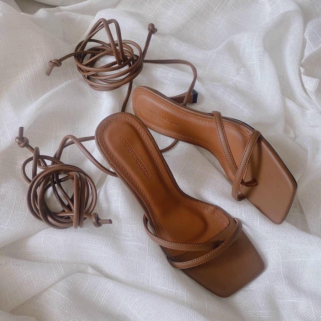 Giày Sandal cao gót 7p nữ CHIẾN BINH DÂY CỘT QUAI DẸT