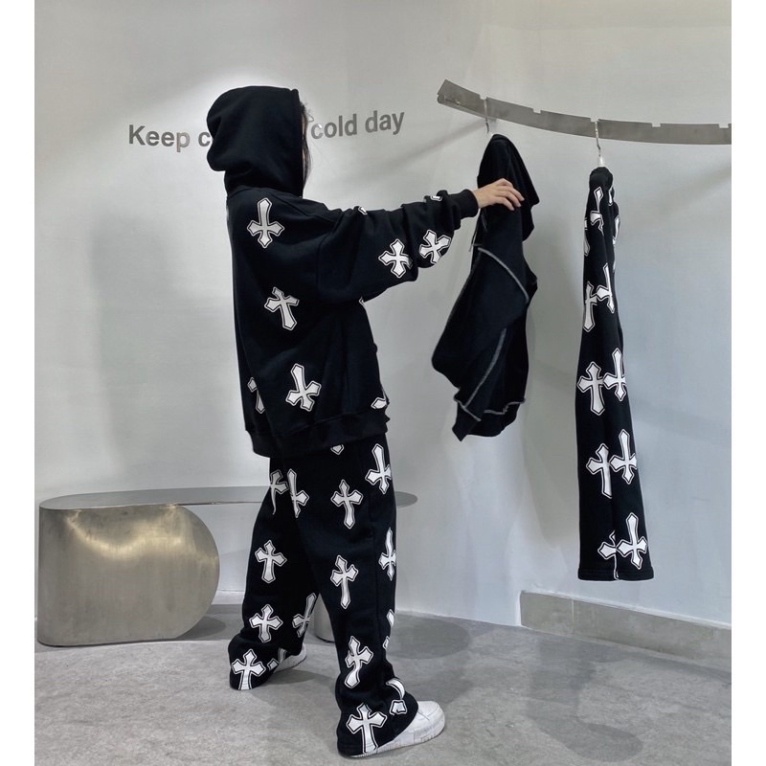 Áo Khoác Nỉ hoodie hình chữ thập , thánh giá form rộng xinh MAX ONLY