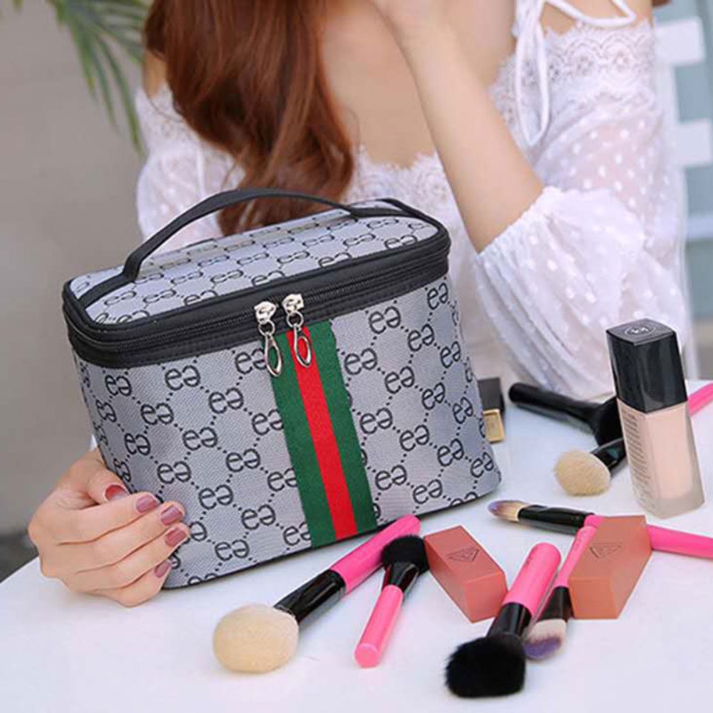 Túi vải đựng mỹ phẩm đồ trang điểm makeup và trang sức du lịch cao cấp họa tiết