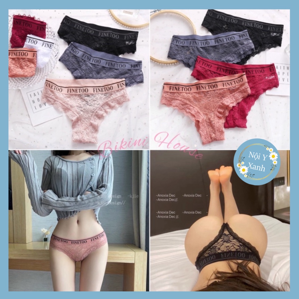 Quần Lót Nữ Ren Lọt Khe Viền Chữ Họa Tiết Điệu Đà Quyến Rũ Nội Y Xanh chất thoáng mát cao cấp